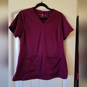 Wine Short Sleeve Scrub Top By Moxie